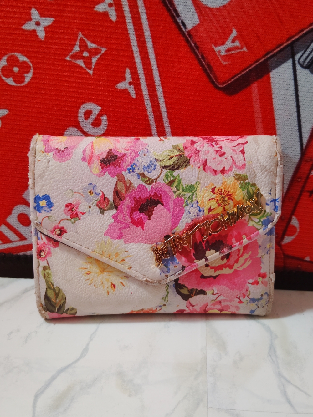 Betsey Johnson Floral Envelope Wallet - Pink White PROJECT!!
